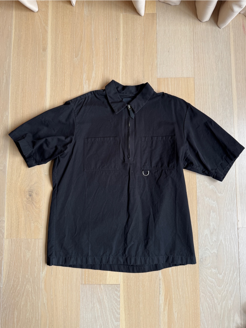 Burberry Black Zip-Front Men's Utility Shirt